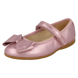 Girls Clarks Sparkly Bow Detailed Shoes Dance Bow T - Pink, UK 8 Child