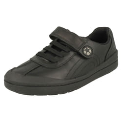 Boys Clarks Football Detailed School Shoes Rock Pass - Black, UK 10 Child