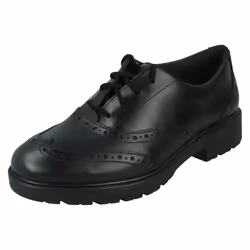 Girls Clarks Lace Up Brogue Detailed School Shoes Loxham Brogue Y - Black, UK 9 Junior