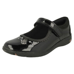 Girls Clarks Formal School Shoes Sea Shimmer T - Black, UK 7 Infant