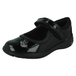 Girls Clarks Formal School Shoes Sea Shimmer T - Black, UK 7 Infant