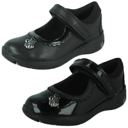 Girls Clarks Formal School Shoes Sea Shimmer T - Black, UK 7.5 Infant