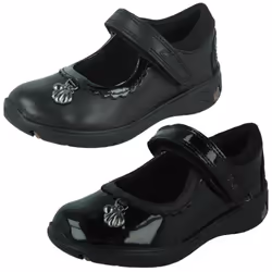Girls Clarks Formal School Shoes Sea Shimmer T - Black, UK 7.5 Infant
