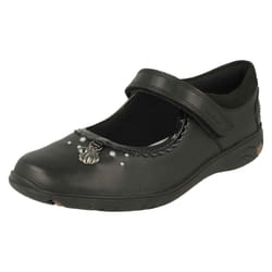 Girls Clarks Shell Detailed School Shoes Sea Shimmer K - Black, UK 10 Child