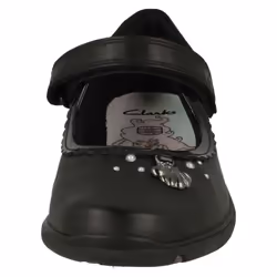 Girls Clarks Shell Detailed School Shoes Sea Shimmer K - Black, UK 12 Child