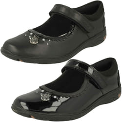 Girls Clarks Shell Detailed School Shoes Sea Shimmer K - Black, UK 1.5 Child