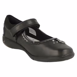 Girls Clarks Shell Detailed School Shoes Sea Shimmer K - Black, UK 12.5 Child