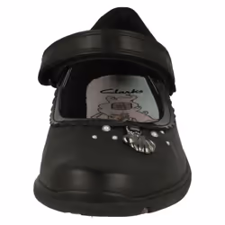Girls Clarks Shell Detailed School Shoes Sea Shimmer K - Black, UK 13.5 Child