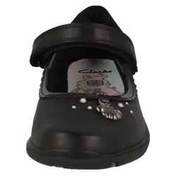Girls Clarks Shell Detailed School Shoes Sea Shimmer K - Black, UK 10.5 Child