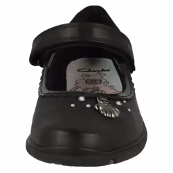Girls Clarks Shell Detailed School Shoes Sea Shimmer K - Black, UK 12.5 Child
