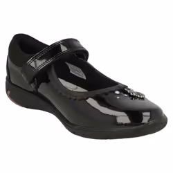 Girls Clarks Shell Detailed School Shoes Sea Shimmer K - Black, UK 1 Child