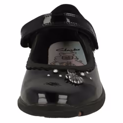 Girls Clarks Shell Detailed School Shoes Sea Shimmer K - Black, UK 11.5 Child