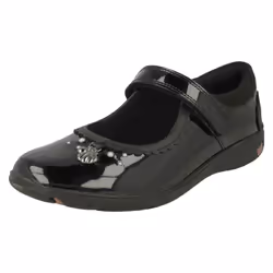 Girls Clarks Shell Detailed School Shoes Sea Shimmer K - Black, UK 10 Child