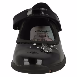 Girls Clarks Shell Detailed School Shoes Sea Shimmer K - Black, UK 2.5 Child
