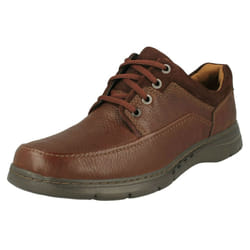 Mens Clarks Unstructured Lace Up Shoes Un Brawley Lace - Brown, UK 9.5