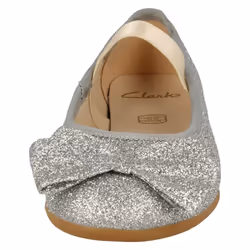 Girls Clarks Glitter Bow Detailed Shoes Dance Bow K - Silver, UK 10.5 Child