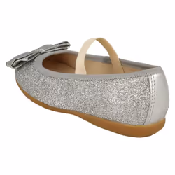 Girls Clarks Glitter Bow Detailed Shoes Dance Bow K - Silver, UK 12 Child