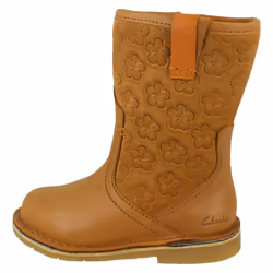 Girls Clarks Casual Mid Calf Boots Comet Pop - Tan, UK 5.5 Infant