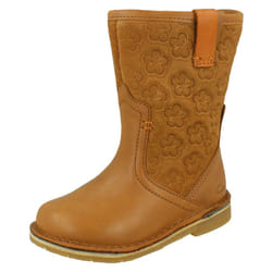 Girls Clarks Casual Mid Calf Boots Comet Pop - Tan, UK 6.5 Infant