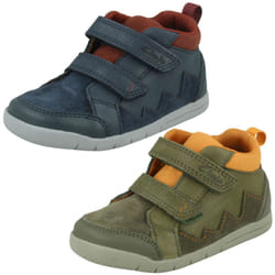Boys Clarks Hook & Loop Casual Ankle Boots Rex Park - Navy, UK 5.5 Infant