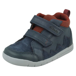 Boys Clarks Hook & Loop Casual Ankle Boots Rex Park - Navy, UK 6 Infant