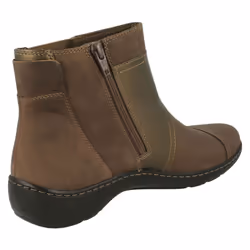 Ladies Clarks Strap Detailed Ankle Boots Cora Tropic - Taupe, UK 4