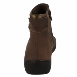 Ladies Clarks Strap Detailed Ankle Boots Cora Tropic - Taupe, UK 5