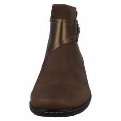 Ladies Clarks Strap Detailed Ankle Boots Cora Tropic - Taupe, UK 5.5