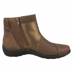 Ladies Clarks Strap Detailed Ankle Boots Cora Tropic - Taupe, UK 6