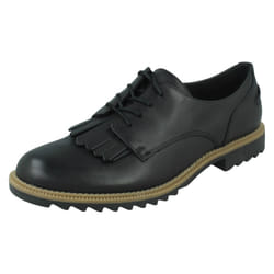 Ladies Clarks Lace Up Smart Shoes Griffin Mabel - Black, UK 4.5