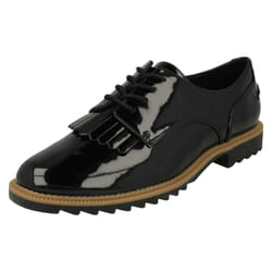 Ladies Clarks Lace Up Smart Shoes Griffin Mabel - Black, UK 7