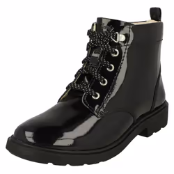 Girls Clarks Lace Up Detailed Ankle Boots Astrol Lace - Black, UK 10 Child