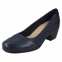 Ladies Clarks Court Shoes Emily Alexa - Black Combi Leather - UK Size 4.5D - EU Size 37.5 - US Size 7M - Navy, UK 6