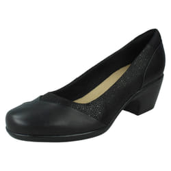 Ladies Clarks Court Shoes Emily Alexa - Black Combi Leather - UK Size 4.5D - EU Size 37.5 - US Size 7M - Black, UK 6