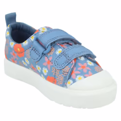 Girls Clarks Casual Shoes City Bright - Blue Floral Textile - UK Size 4.5F - EU Size 20.5 - US Size 5M - Blue, UK 5 Infant