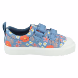 Girls Clarks Casual Shoes City Bright - Blue Floral Textile - UK Size 4.5F - EU Size 20.5 - US Size 5M - Blue, UK 8.5 Child