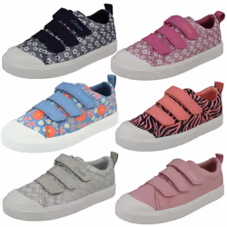 Girls Clarks Machine Washable Casual Shoes City Vibe - Blue, UK 1.5 Child
