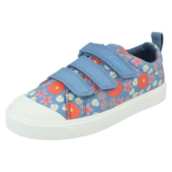 Girls Clarks Machine Washable Casual Shoes City Vibe - Blue, UK 12.5 Child