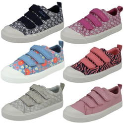 Girls Clarks Machine Washable Casual Shoes City Vibe - Blue, UK 1.5 Child