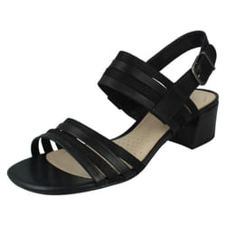 Ladies Clarks Heeled Slingback Sandals Caroleigh Bess - Black, UK 7