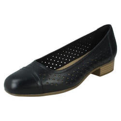 Ladies Clarks Flat Loafer Shoes Juliet Cedar - Black, UK 5