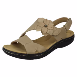 Ladies Clarks Slingback Sandals With Flower Detail Laurieann Bea - Beige, UK 6.5
