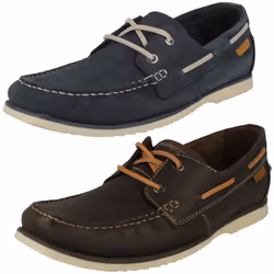 Mens Clarks Lace Up Deck Shoes Noonan Lace - Brown, UK 7
