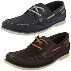 Mens Clarks Lace Up Deck Shoes Noonan Lace - Brown, UK 7