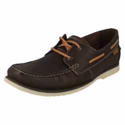 Mens Clarks Lace Up Deck Shoes Noonan Lace - Brown, UK 10