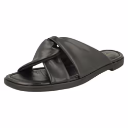 Ladies Clarks Knot Detailed Mule Sandals Reyna Twist - Black, UK 6