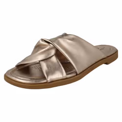 Ladies Clarks Knot Detailed Mule Sandals Reyna Twist - Gold, UK 5