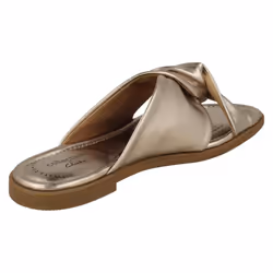 Ladies Clarks Knot Detailed Mule Sandals Reyna Twist - Gold, UK 5