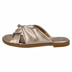 Ladies Clarks Knot Detailed Mule Sandals Reyna Twist - Gold, UK 6