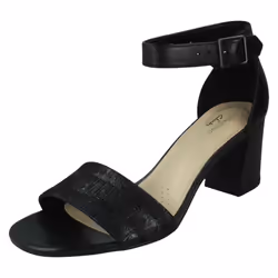 Ladies Clarks Heeled Ankle Strap Sandals Jocelynne Cam - Black, UK 6